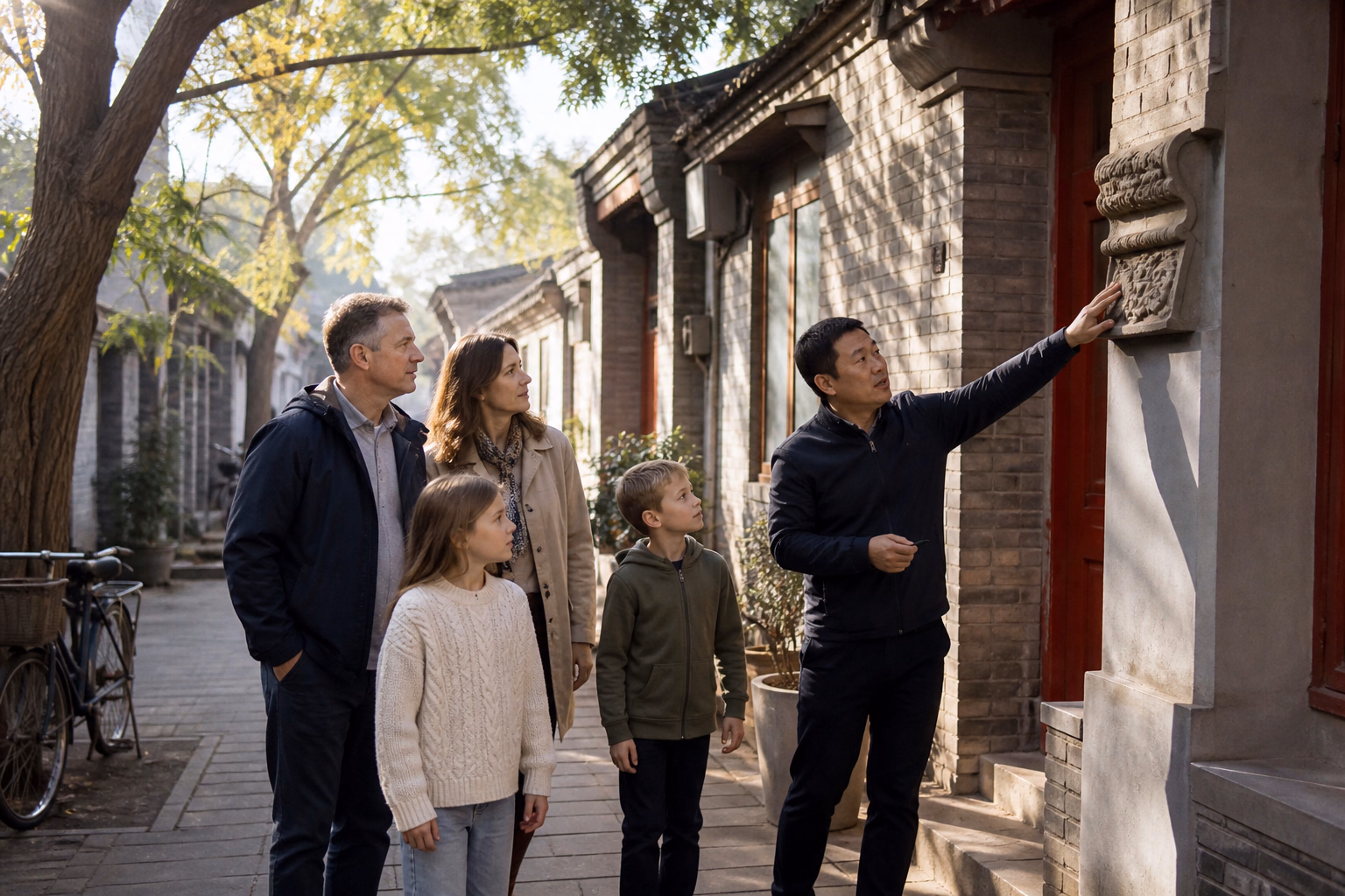 Travelers explore a Beijing neighborhood with a local guide